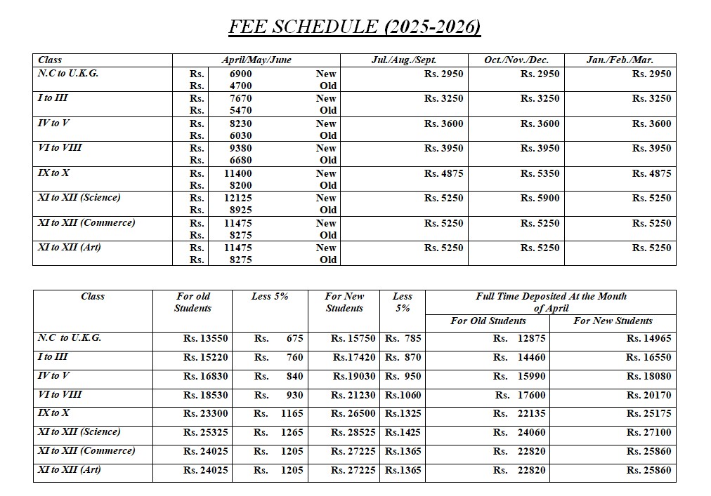 Fee Structure 2025-26